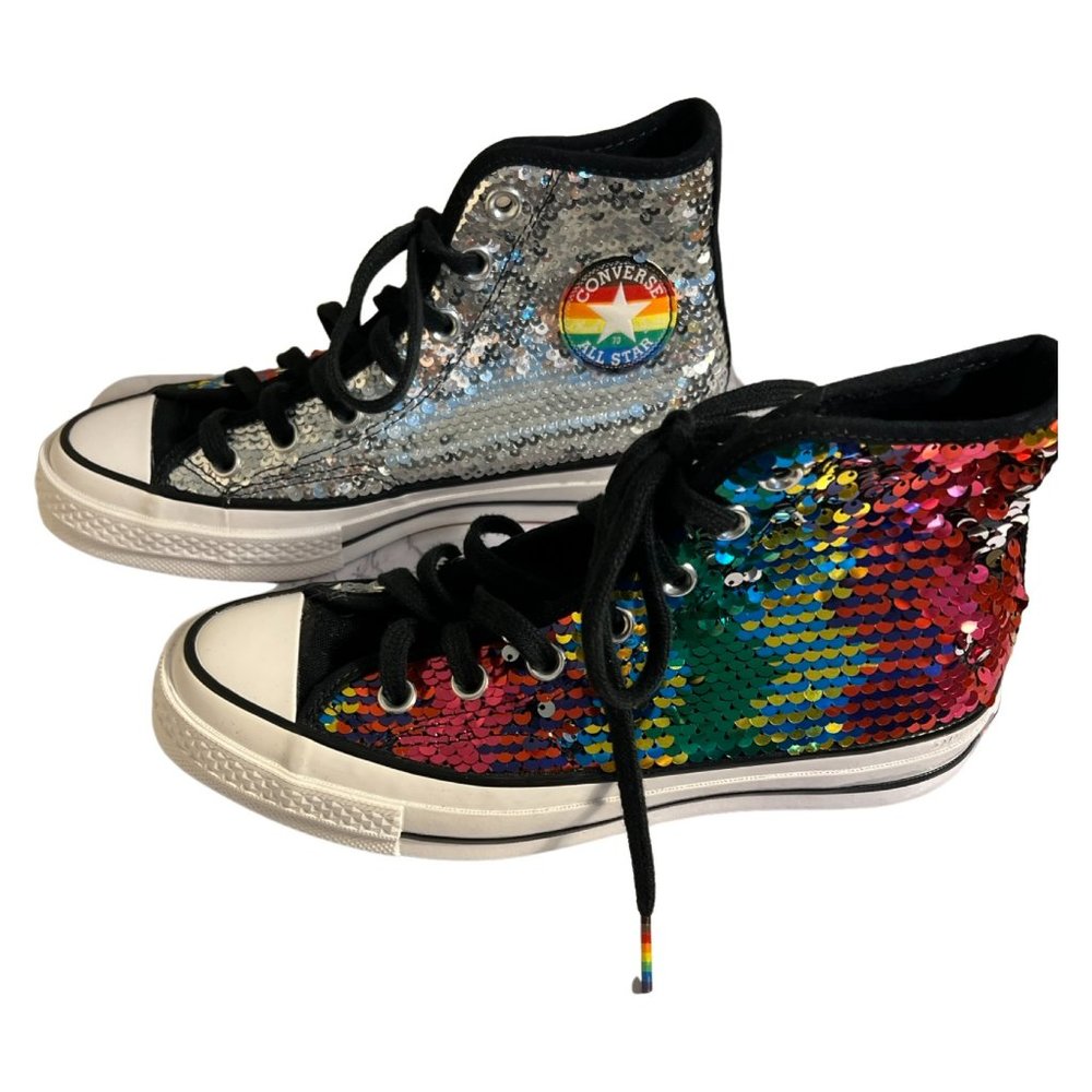 Converse Chuck Taylor LGBTQ Rainbow Patch Sequined Unworn Sneakers 2020